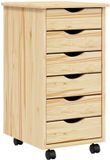 vidaXL Rolling Cabinet met Laden MOSS 34 x 39 x 65,5 cm Heldere vernis