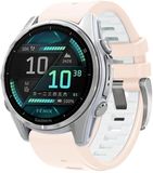 By Qubix - Siliconen bandje - 20mm Quickfit - Zalmroze met wit - Geschikt voor Garmin Fenix 8 - 43mm