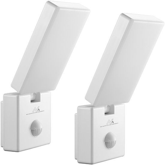 Maclean MCE516 W - 2 stuks LED Buitenlamp met PIR Bewegingsmelder - 10W - 800lm - 4000K - IP65 - Wit