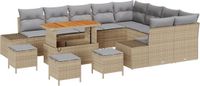 vidaXL Tuinbank Set Beige Polyrattan