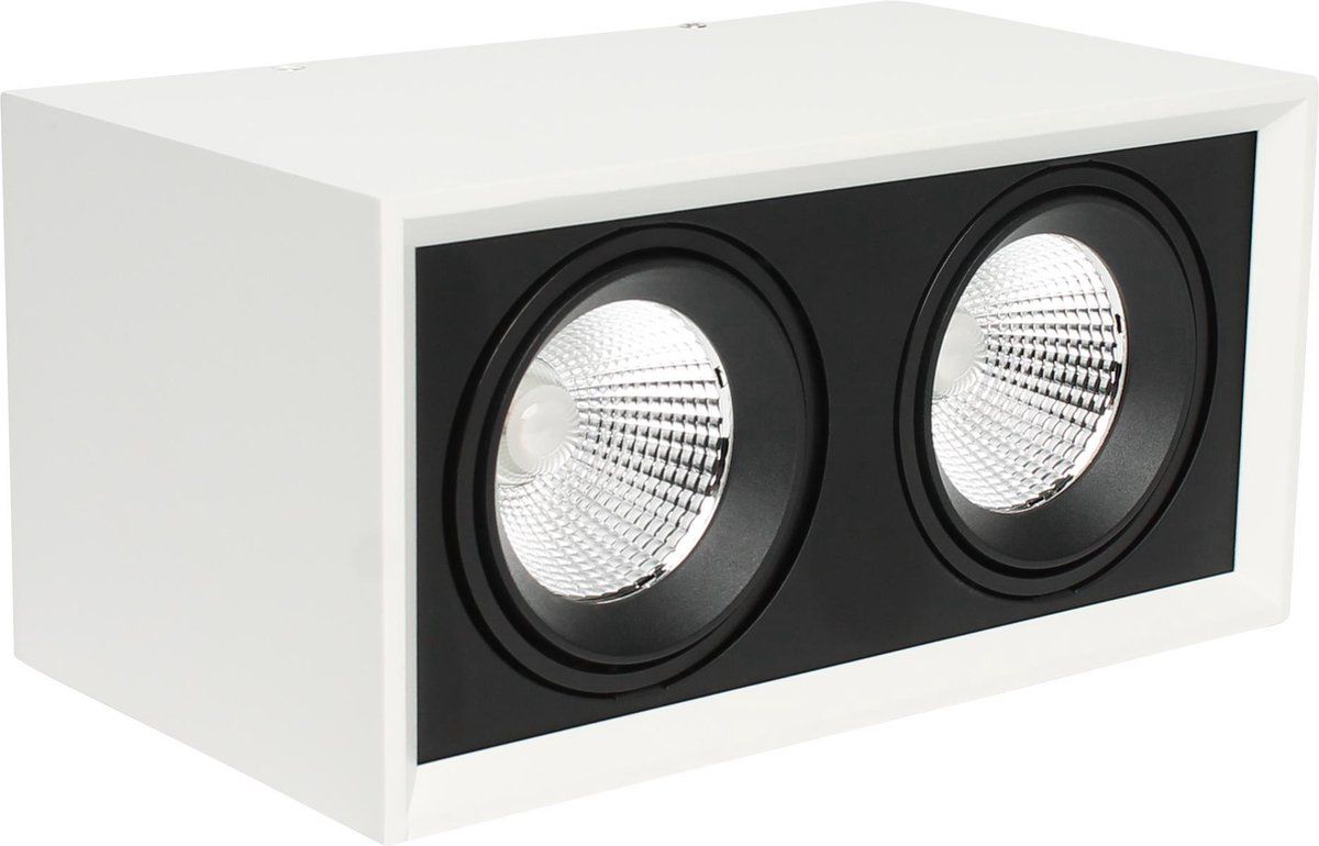Xtra Warm LED Dubbele Opbouwspot - 2x20W - 2700K - Wit - Metaal