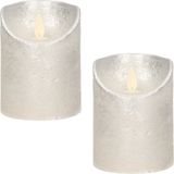 Anna's Collection 2x Bougies LED argentées / bougies pilier 10 cm