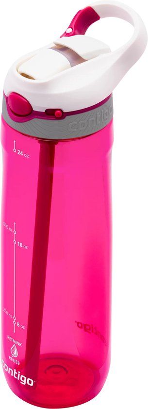 Contigo Ashland Autospout Waterfles met rietje | Grote BPA-vrije Drinkfles van 720ml | Sportfles | Lekvrije Drinkfles | Ideaal voor School, de Sportschool, Fiets, Hardlopen, Wandelen | Sangria