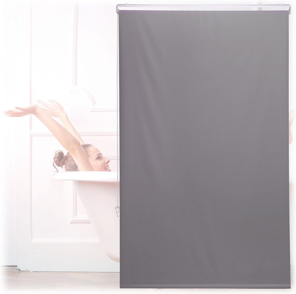 Relaxdays Douche rolgordijn grijs - douchegordijn bad - plafondmontage - gordijn badkamer 100x240cm