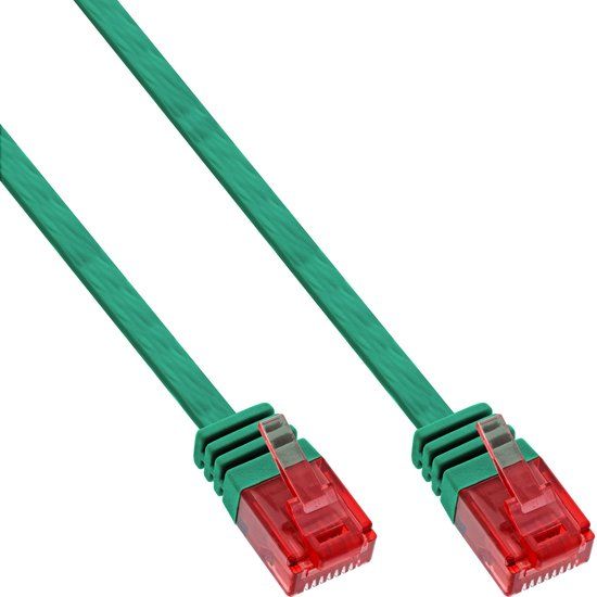 InLine® Patchkabel plat, U/UTP, Cat.6, groen, 10m
