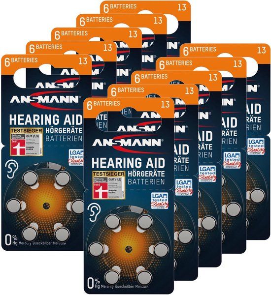 Ansmann Type 13 Hearing Aid Batteries - 60 Pack