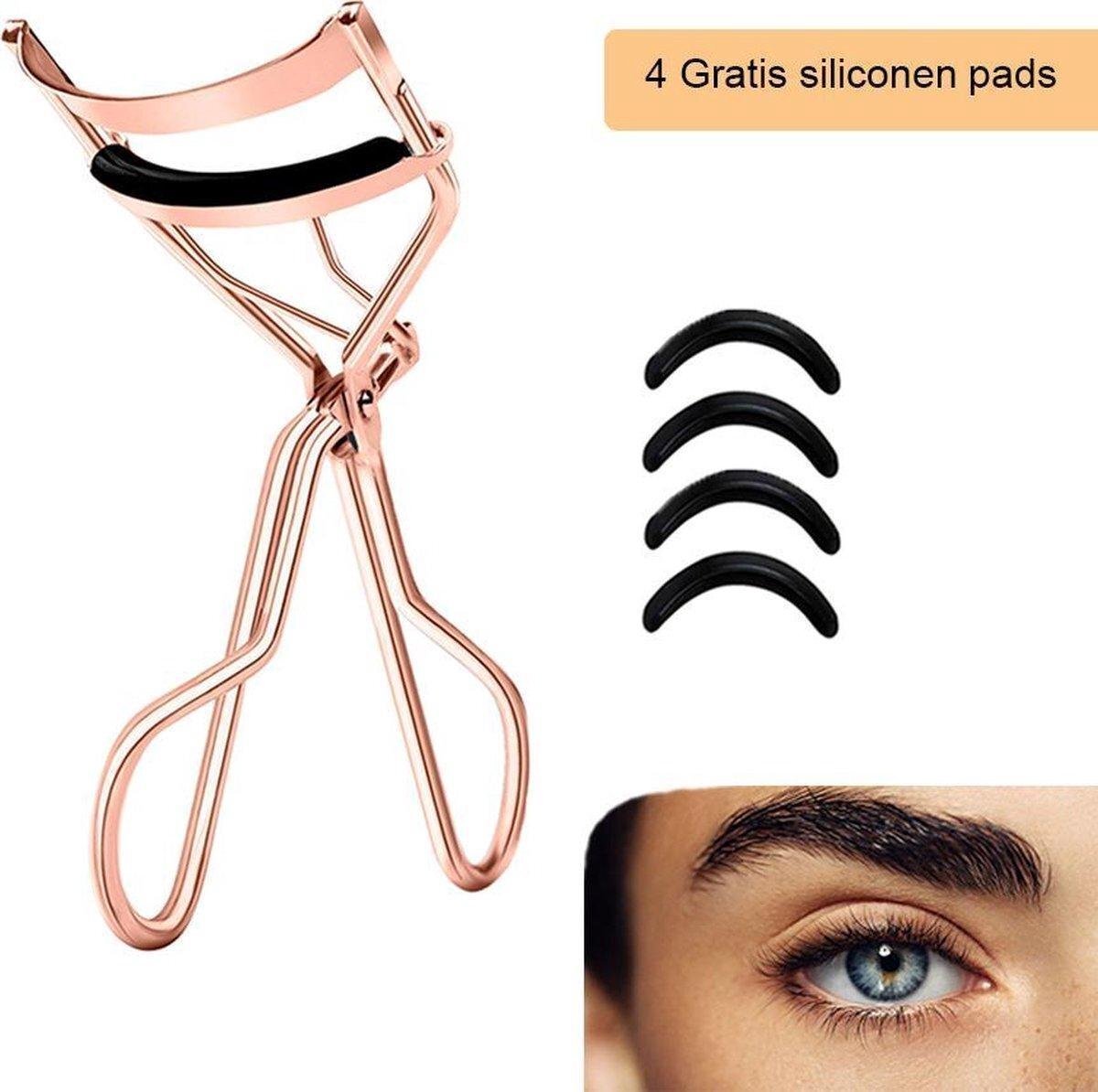 V-Goods Professionele Wimperkruller / Wimperkrultang - Roségoud-kleurig - 4 GRATIS siliconen pads - Wimperlifting - Navulling - Persoonlijke verzorging - Beauty - Make-up