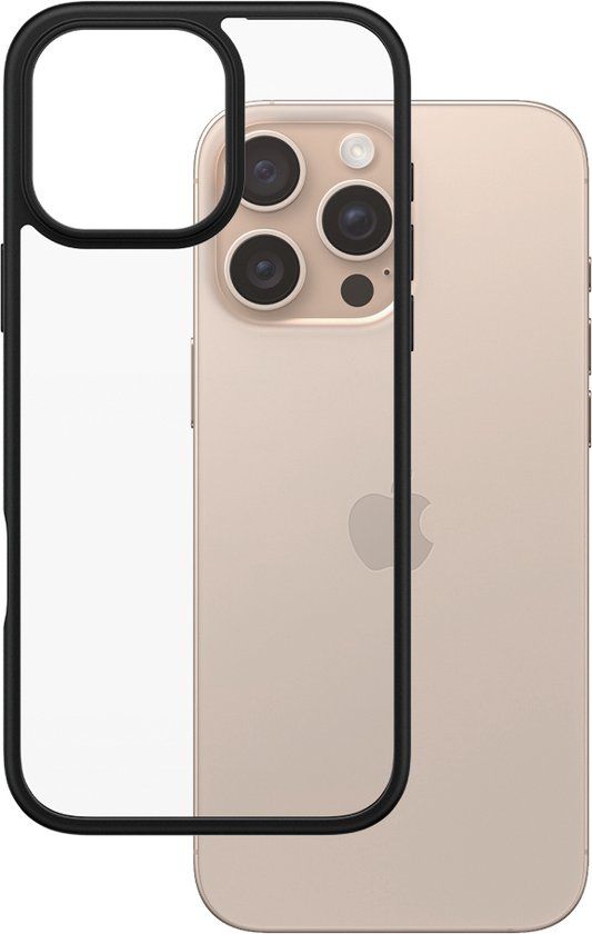 PanzerGlass HardCase Transparent w. Black Frame iPhone 16 Pro Max mobiele telefoon behuizingen Hoes Transparant