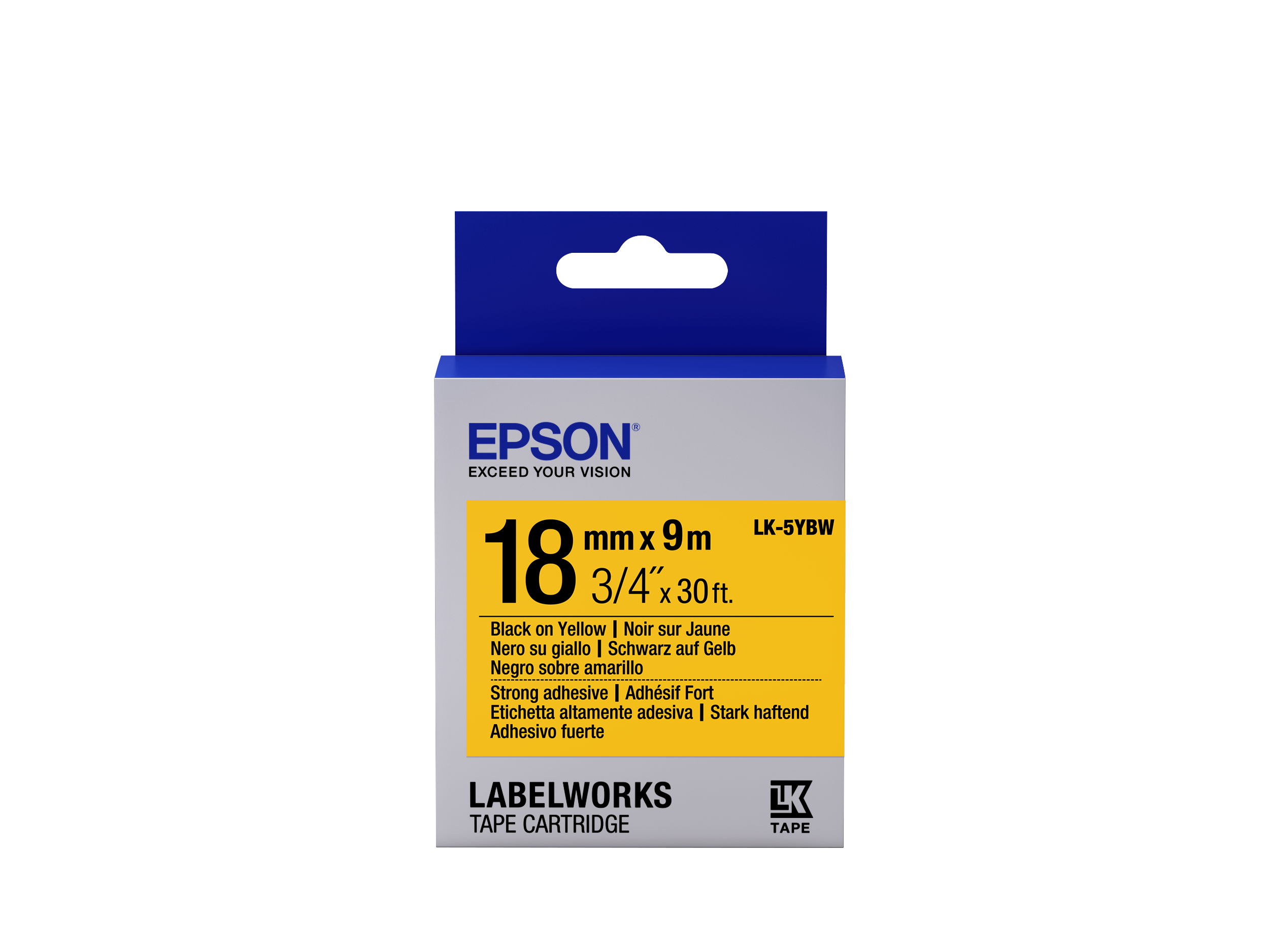 Epson Strong Adhesive Tape - LK-5YBW Strng adh Blk/Yell 18/9