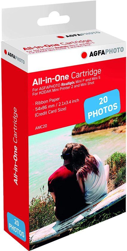 AgfaPhoto AMC20 cartridge en fotopapier voor fotoprinter - 20 stuks - Wit