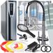 Ari Solid Spring Robinet de cuisine professionnel avec raccordement de filtre à eau, double bec, pivotant à 360°, graphite anthracite