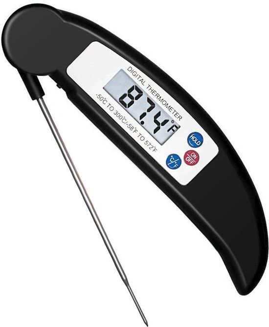 Digitale Vleesthermometer Zwart - BBQ Thermometer - 300°C - Metaal - 1 Jaar Garantie
