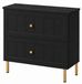3xE living meuble de salle de bain, modèle sur pied, 60 cm de large, noir/marbre Black Royal, 2 tiroirs, façade nervurée, poignées et pieds dorés