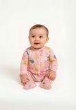 Minoti Baby pyjama meisjes onesie met dierenmotief - met voetjes - Roze - Maat 68