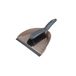 Veegschep en bezem van kunststof met rand van rubber, taupe en antraciet
