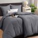 TRANKIELO® - Housse de couette grise 135x200 cm avec 2 taies d'oreiller 80x80 cm – Polyester microfibre durable