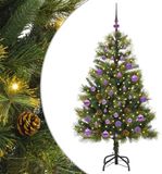 vidaXL Kunstmatige scharnier kerstboom met cones groen 150 cm