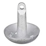 Attwood 9941-1 Gietijzer, 8 lbs breed paddenstoelanker met groot stalen oog, zilverkleurige afwerking