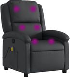 vidaXL Massagestoel van echt leer, zwart