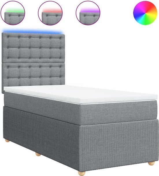 vidaXL Boxspring met matras stof lichtgrijs 80x200 cm