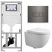 Geberit QeramiQ Dely Swirl Toiletset - Inbouwreservoir Geberit UP320 - Met Burda Frame - 25mm Zitting - Metalen Bedieningsplaat Gunmetal - Rechthoekige Knoppen - Glans Wit