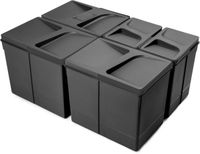 Emuca - Recyclingcontainer voor keukenlade Recycle met geurdicht dekse, H 266 mm (1 x 15 L + 2 x 7 L), Plastic Antracietgrijs