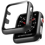 K&L L1K 2 Pack Case voor Apple Watch 44mm Serie 6/5/4/SE met Buit-in Screen Protector Gehard Glas All-Around Hard PC Beschermende High Definition Clear Cover voor iWatch 44mm Serie 6/5/4/SE - Zwart