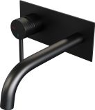 Brauer Black Edition Mitigeur de lavabo encastré avec bec incurvé et plaque de recouvrement Modèle A2 Noir mat