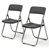 Sekey Rotan tuinstoel, inklapbaar, campingstoel, opvouwbaar, 200 kg, 46 x 53 x 84 cm, klapstoel, camping, balkon, tuin, set van 2 tuinstoelen, waterdicht, zwart