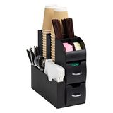 Mind Reader Koffiekop met 11 compartimenten en kruidenorganizer met 2 laden, kunststof rubber, zwart, 1 pak