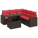 vidaXL Loungeset met kussens, poly rotan, acacia, bruin