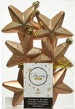 Decoris Kersthanger Sterren - 6 stuks - Camel Bruin - 7 cm - Kunststof