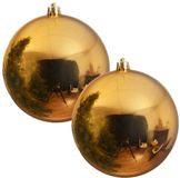 Decoris Kerstbal - 2x - goud - 20 cm - kunststof - glanzend