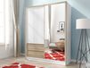 Armoire SARATOS 3 portes 2 tiroirs 150 cm blanc/sonoma