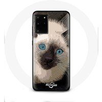 Maniacase Hoesje voor Samsung Galaxy S11 Plus Zwart Wit Siamese Kat met Blauwe Ogen