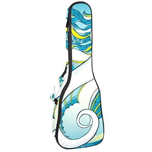 Mersov Concert Ukelele Rugzak, Heavy Duty Ukulele Case Bag met Opslag, Sopraan Concert Tenor Ukelele 10MM Gewatteerde BagBlue Zeepaardje Eenhoorn