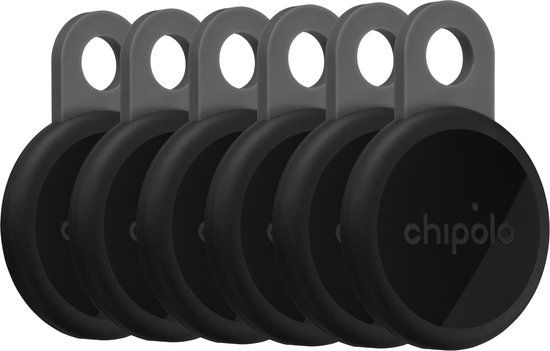 Chipolo LOOP – Bluetooth Tracker & KeyFinder – Oplaadbaar & Waterdicht - Compatibel met Apple Find My & Google Find Hub – 125 dB – Charcoal - 6 Pack