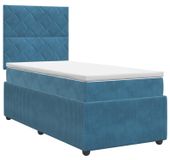 vidaXL Boxspringbed met matras, blauw, 90 x 190 cm, fluweel