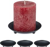 Merkloos Relaxdays Kaarsenhouder Stompkaars - Set van 4 - Ø 10 cm - Rond - Metaal - Zwart