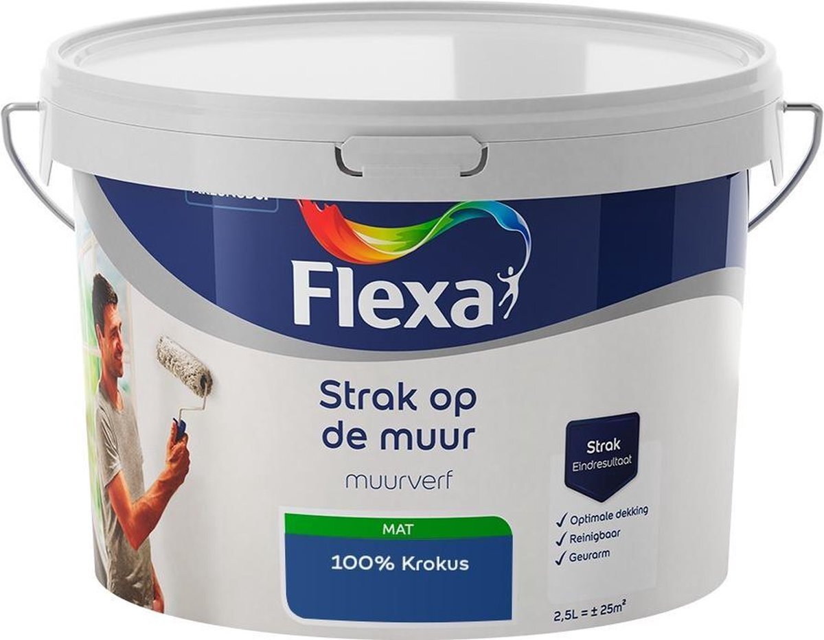 FLEXA Strak op de muur - Muurverf - Mengcollectie - 100% Krokus - 2,5 liter