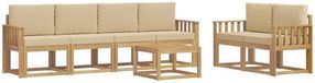 vidaXL - Salon d'angle - 6 places assises - Blanc et Beige - Bois d'acacia