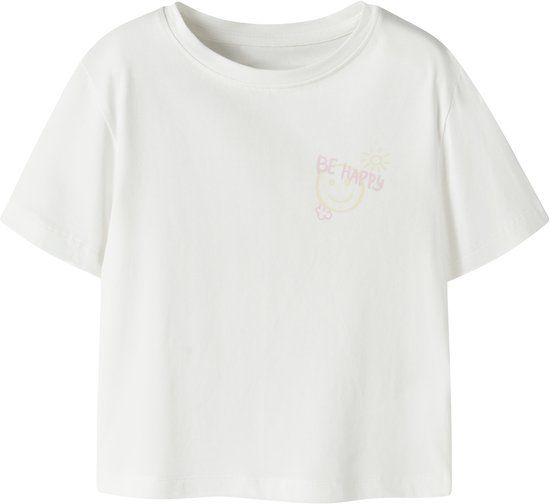 NAME IT - NMFDARRO SS NREG TOP - Meisjes - T-shirts - Maat 104 - Katoen/Elastaan - Wit