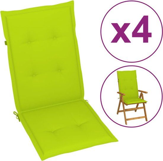 vidaXL Tuinstoelkussens Hoge Rug 6 stuks Heldergroen