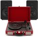 AVCOM Suitcase Turntable with Active Speakers, Red & Black
