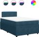 vidaXL Lit plateforme avec matelas, bleu, 120x190 cm, velours