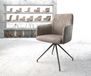 Greg-Flex Fauteuil rembourré piètement en croix conique microvelours taupe vintage ressorts ensachés noyau noir