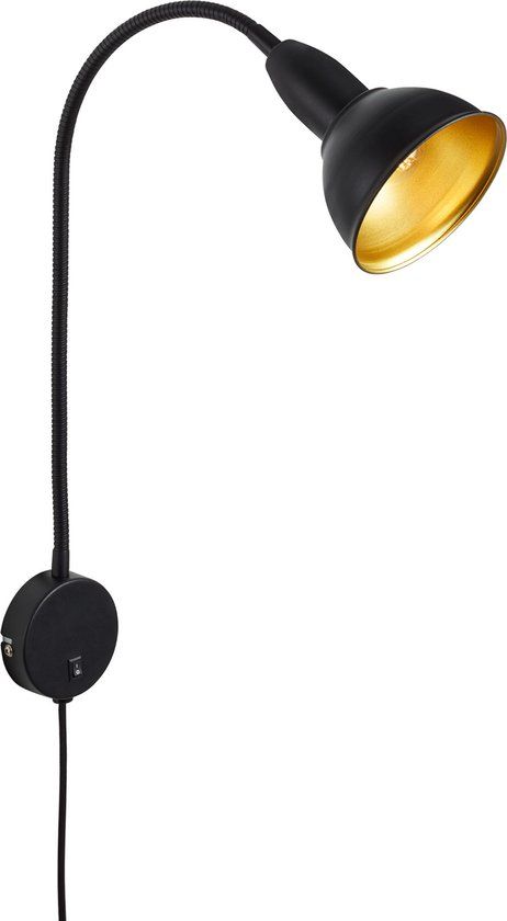 Briloner Leuchten HYGGE Bedlamp - Retro Metaal - Zwart/Goud - E14 - Flex Arm