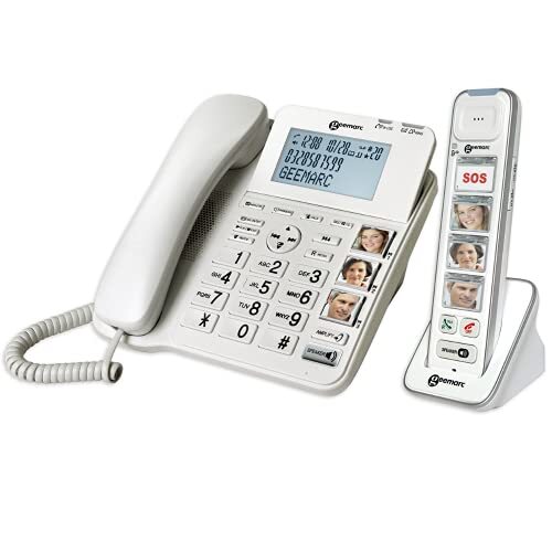 Audilo GEEMARC Amplidect Combi Photo 295 – snoergebonden telefoon met antwoordapparaat voor Senior + draadloze handset Combi-Photo 295 – fotophon voor hoorns en slechtzienden