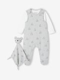 Vertbaudet 3-delige babyset met babypakje, body en knuffels, blauwgroen, maat 44