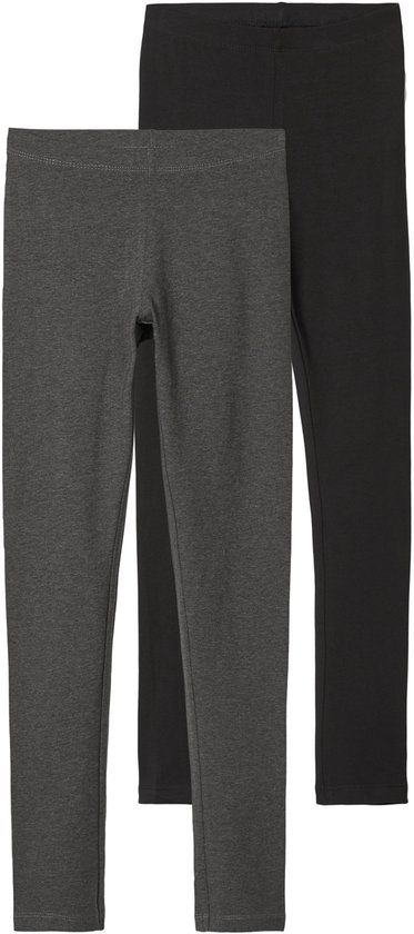 NAME IT NKFVIVIAN 2P LEGGING L NOOS Meisjes Leggings Dark Grey Melange 122/128